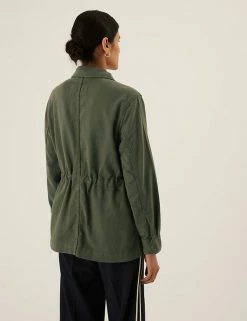 Promo 🛒 M&S Collection 🧥 Coats & Jackets Cotton Blend Waisted Utility Jacket 🛒 -New In Womens Sales 2022 SD 01 T49 4532 O5 X EC 4