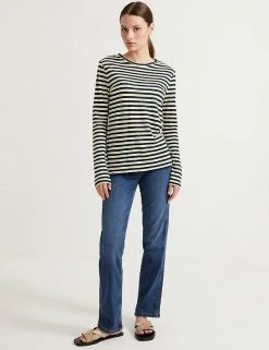 Outlet ❤️ Autograph Tops Pure Linen Striped Long Sleeve Top ✨ -New In Womens Sales 2022 SD 01 T50 1038T F4 X EC 1