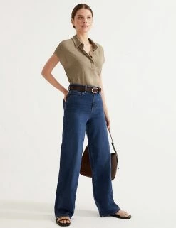 Promo 😉 Autograph Women Pure Linen Collared Short Sleeve Top ⭐ -New In Womens Sales 2022 SD 01 T50 1039T G2 X EC 1