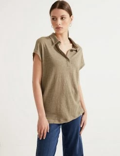 Promo 😉 Autograph Women Pure Linen Collared Short Sleeve Top ⭐ -New In Womens Sales 2022 SD 01 T50 1039T G2 X EC 2