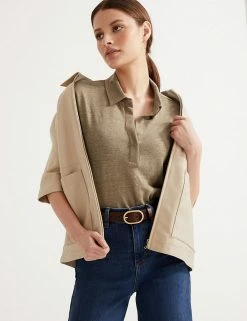 Promo 😉 Autograph Women Pure Linen Collared Short Sleeve Top ⭐ -New In Womens Sales 2022 SD 01 T50 1039T G2 X EC 5