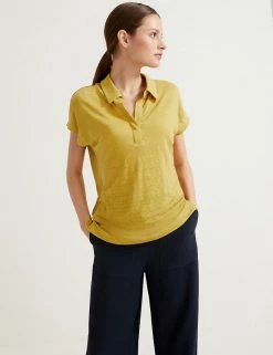 Promo 😉 Autograph Women Pure Linen Collared Short Sleeve Top ⭐ -New In Womens Sales 2022 SD 01 T50 1039T Z2 X EC 2