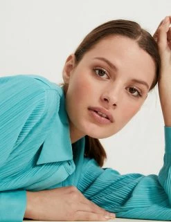 Cheapest 🔥 Autograph 👚 Shirts & Blouses Plisse Collared Long Sleeve 👚 Shirt 😀