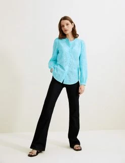 Coupon 🧨 Autograph 👚 Shirts & Blouses Pure Cotton Broderie Collarless Blouse ❤️ -New In Womens Sales 2022 SD 01 T50 2033T H5 X EC 2