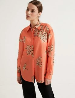 Budget 🔔 Autograph 👚 Shirts & Blouses Silk Blend Floral Collared 👚 Shirt 😉 -New In Womens Sales 2022 SD 01 T50 2117T CG X EC 1