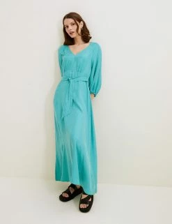 Cheap ✨ Autograph 👗 Dresses Cupro Rich V-Neck Belted Midi Waisted 👗 Dress 🤩 -New In Womens Sales 2022 SD 01 T50 3002T JC X EC 1