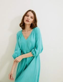 Cheap ✨ Autograph 👗 Dresses Cupro Rich V-Neck Belted Midi Waisted 👗 Dress 🤩 -New In Womens Sales 2022 SD 01 T50 3002T JC X EC 2