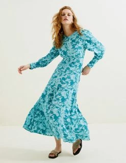 Best Pirce ✔️ Autograph Clothing Cupro Rich Floral Round Neck Waisted Maxi 👗 Dress ✨ -New In Womens Sales 2022 SD 01 T50 3008T GP X EC 4