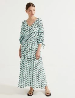 Cheapest 😉 Autograph 👗 Dresses Geometric V-Neck Midaxi Waisted 👗 Dress 🎁 -New In Womens Sales 2022 SD 01 T50 3009T JA X EC 1