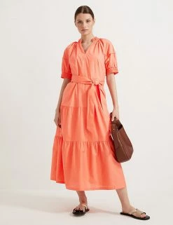 Flash Sale 😉 Autograph 👗 Dresses Pure Cotton V-Neck Midaxi Tiered 👗 Dress 🌟