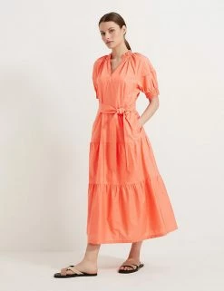 Flash Sale 😉 Autograph 👗 Dresses Pure Cotton V-Neck Midaxi Tiered 👗 Dress 🌟 -New In Womens Sales 2022 SD 01 T50 3022T CG X EC 4