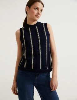 Best deal 🛒 Autograph Tops Crew Neck Sleeveless Fitted Knitted Top 👍 -New In Womens Sales 2022 SD 01 T50 5008T F6 X EC 2