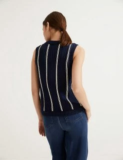 Best deal 🛒 Autograph Tops Crew Neck Sleeveless Fitted Knitted Top 👍 -New In Womens Sales 2022 SD 01 T50 5008T F6 X EC 3