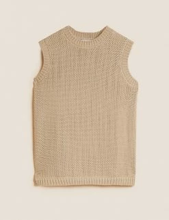 Best deal 🛒 Autograph Tops Crew Neck Sleeveless Fitted Knitted Top 👍 -New In Womens Sales 2022 SD 01 T50 5008T L0 X EC 90