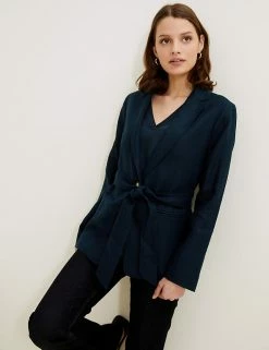 Deals 🎁 Autograph 🧥 Coats & Jackets Pure Irish Linen Belted Short Jacket 😍 -New In Womens Sales 2022 SD 01 T50 8033T F0 X EC 0