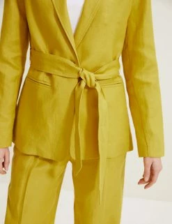 Deals 🎁 Autograph 🧥 Coats & Jackets Pure Irish Linen Belted Short Jacket 😍 -New In Womens Sales 2022 SD 01 T50 8033T Z2 X EC 2