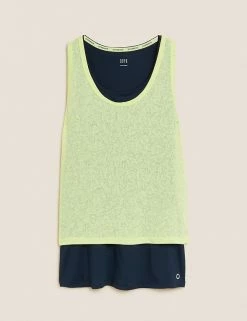 Best Pirce 🥰 GOODMOVE Vests Scoop Neck Double Layer Sleeveless Vest Top ❤️