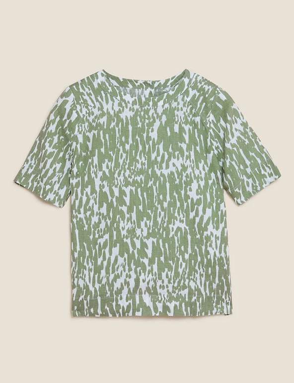 New 𧨠M&S Collection Tops Pure Linen Printed Short Sleeve Top π 2 New 𧨠M&S Collection Tops Pure Linen Printed Short Sleeve Top π - Image 2