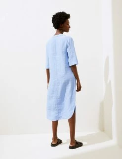 Deals 🤩 M&S Collection Tunics Pure Linen V-Neck 3/4 Sleeve Tunic 🔥 -New In Womens Sales 2022 SD 01 T52 6728 SA X EC 3