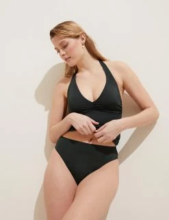 Coupon 🥰 M&S Collection Tankinis Plunge Halteneck Tankini Top 👍