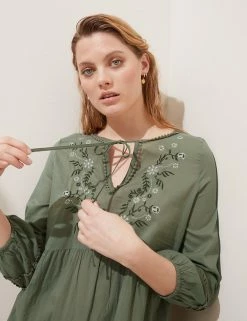 Buy ⌛ M&S Collection 👗 Dresses Pure Cotton Embroidered Maxi Beach 👗 Dress ✨ -New In Womens Sales 2022 SD 01 T52 7559 KH X EC 1