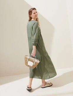 Buy ⌛ M&S Collection 👗 Dresses Pure Cotton Embroidered Maxi Beach 👗 Dress ✨ -New In Womens Sales 2022 SD 01 T52 7559 KH X EC 3