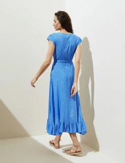 Cheapest 🔔 M&S Collection 👗 Dresses Polka Dot Frill Detail Midi Wrap 👗 Dress 🎁 -New In Womens Sales 2022 SD 01 T52 7584 E4 X EC 2