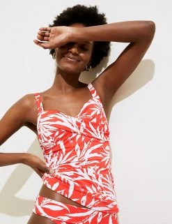 Flash Sale โจ M&S Collection Tankinis Tummy Control Printed Plunge Tankini Top ๐
