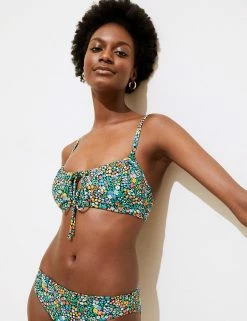 Cheap ✔️ M&S Collection 👙 Bikinis Floral Padded Bandeau 👙 Bikini Top 🤩 -New In Womens Sales 2022 SD 01 T52 7930B ZZ X EC 1