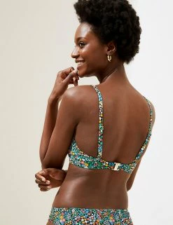 Cheap ✔️ M&S Collection 👙 Bikinis Floral Padded Bandeau 👙 Bikini Top 🤩 -New In Womens Sales 2022 SD 01 T52 7930B ZZ X EC 3