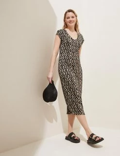New 🧨 M&S Collection 👗 Dresses Jersey Printed Midi Column 👗 Dress ✨ -New In Womens Sales 2022 SD 01 T52 7949 Y4 X EC 2