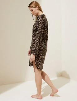 Brand new 🎉 M&S Collection 👚 Shirts & Blouses Pure Cotton Printed Beach Cover Up 👚 Shirt ✔️ -New In Womens Sales 2022 SD 01 T52 7950 Y4 X EC 3