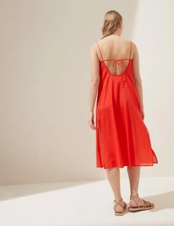 Discount 🧨 M&S Collection 👗 Dresses Pure Cotton Midi Slip 👗 Dress 😀 -New In Womens Sales 2022 SD 01 T52 7986 B0 X EC 2