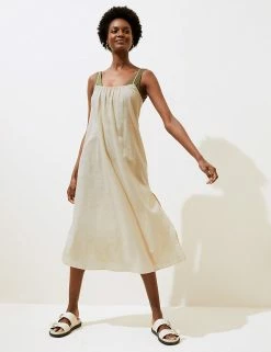 Discount 🧨 M&S Collection 👗 Dresses Pure Cotton Midi Slip 👗 Dress 😀 -New In Womens Sales 2022 SD 01 T52 7986 SU X EC 3