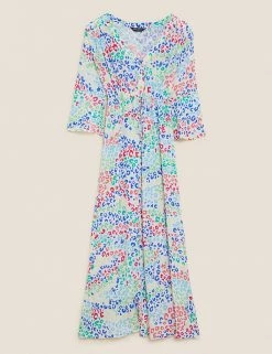 Budget ✔️ M&S Collection 👗 Dresses Animal Print V-Neck Shirred Maxi 👗 Dress 🥰