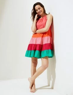 Coupon ⭐ M&S Collection 👗 Dresses Pure Cotton Colour Block Mini Beach 👗 Dress 🎉