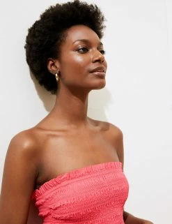 Best Pirce ⌛ M&S Collection 👗 Dresses Pure Cotton Shirred Midi 👗 Dress 😀 -New In Womens Sales 2022 SD 01 T52 8290 GM X EC 1