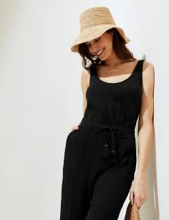 Outlet 🔔 M&S Collection 👗 Dresses Pure Cotton Drawstring Sleeveless Jumpsuit 🤩 -New In Womens Sales 2022 SD 01 T52 8293 Y0 X EC 2