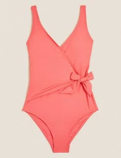 Outlet 🎉 M&S Collection 🩱 Swimsuits Tummy Control Wrap Plunge 🩱 Swimsuit 🔥