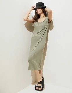 Hot Sale ⭐ M&S Collection 👗 Dresses Jersey V-Neck Midi Shift 👗 Dress 🧨 -New In Womens Sales 2022 SD 01 T52 8362 XJ X EC 1