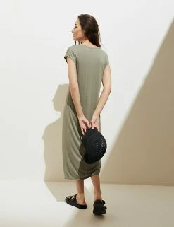 Hot Sale ⭐ M&S Collection 👗 Dresses Jersey V-Neck Midi Shift 👗 Dress 🧨 -New In Womens Sales 2022 SD 01 T52 8362 XJ X EC 2