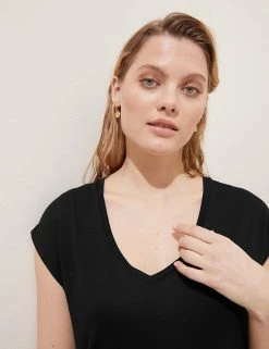 Hot Sale ⭐ M&S Collection 👗 Dresses Jersey V-Neck Midi Shift 👗 Dress 🧨 -New In Womens Sales 2022 SD 01 T52 8362 Y0 X EC 2