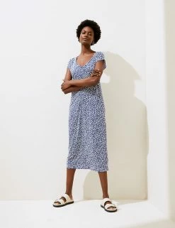 Flash Sale 🛒 M&S Collection 👗 Dresses Animal Print V-Neck Midi Swing Beach 👗 Dress 👏 -New In Womens Sales 2022 SD 01 T52 8643 XL X EC 1