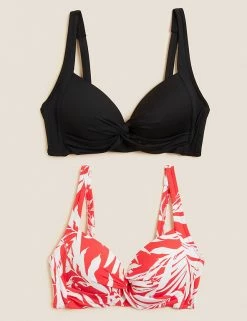 Wholesale 🔔 M&S Collection 👙 Bikinis 2 Pack Twist Front Plunge 👙 Bikini Tops 🔥