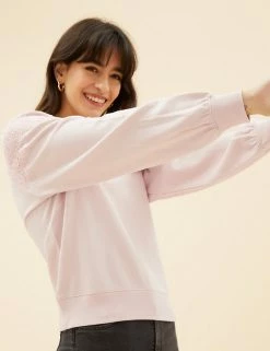 Buy 💯 Per Una Sweatshirts Pure Cotton Lace Insert Sweatshirt 🥰 -New In Womens Sales 2022 SD 01 T53 1246U A1 X EC 1