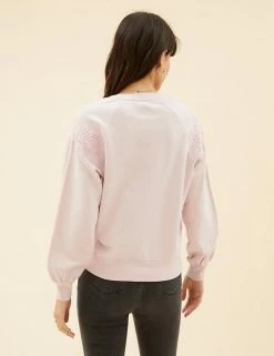 Buy 💯 Per Una Sweatshirts Pure Cotton Lace Insert Sweatshirt 🥰 -New In Womens Sales 2022 SD 01 T53 1246U A1 X EC 4