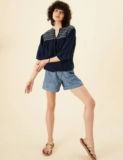 Hot Sale 🛒 Per Una Women Cotton Rich Embroidered 3/4 Sleeve Jersey Top ✨ -New In Womens Sales 2022 SD 01 T53 1251U F0 X EC 3