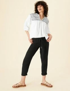 Hot Sale 🛒 Per Una Women Cotton Rich Embroidered 3/4 Sleeve Jersey Top ✨ -New In Womens Sales 2022 SD 01 T53 1251U KY X EC 3