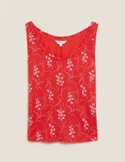 New ✨ Per Una Vests Linen Blend Printed Scoop Neck Vest Top 🛒 -New In Womens Sales 2022 SD 01 T53 1252U B4 X EC 90