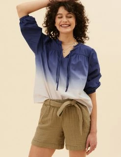 Hot Sale 🌟 Per Una 👕 Shirts & Blouses Pure Cotton Printed Half Sleeve Blouse ⌛ -New In Womens Sales 2022 SD 01 T53 2368U F4 X EC 1